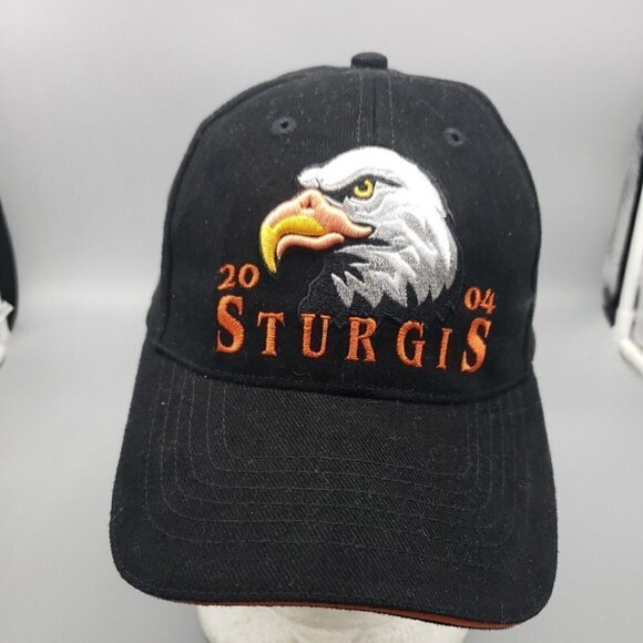 Sturgis Hat 2004 Black cap eagle adjustable hook loop - Picture 1 of 5